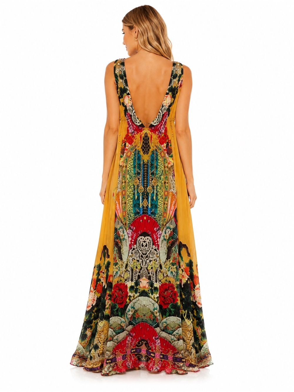 Shahida Parides Geisha Lemon Drop Long Maxi Dress | Size OS NWT - Picture 3 of 15